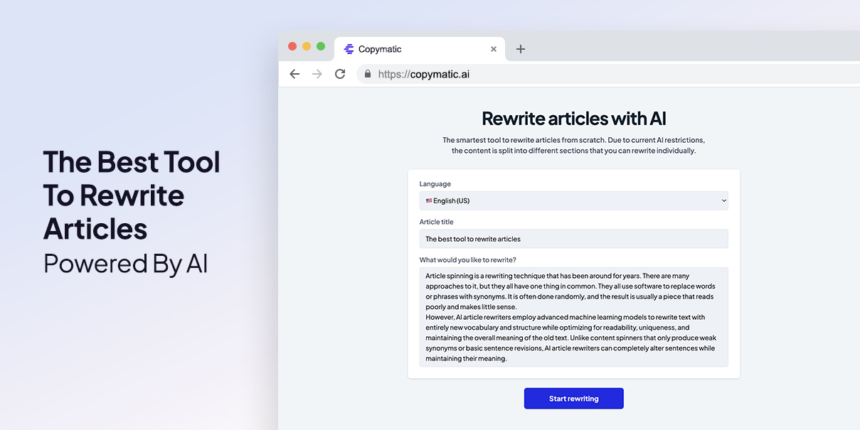 Best Tool To Rewrite Articles