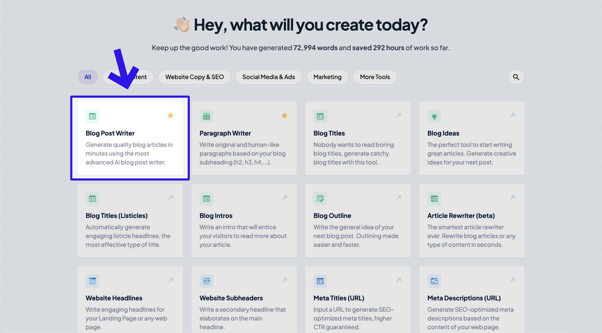 Copymatic AI Dashboard