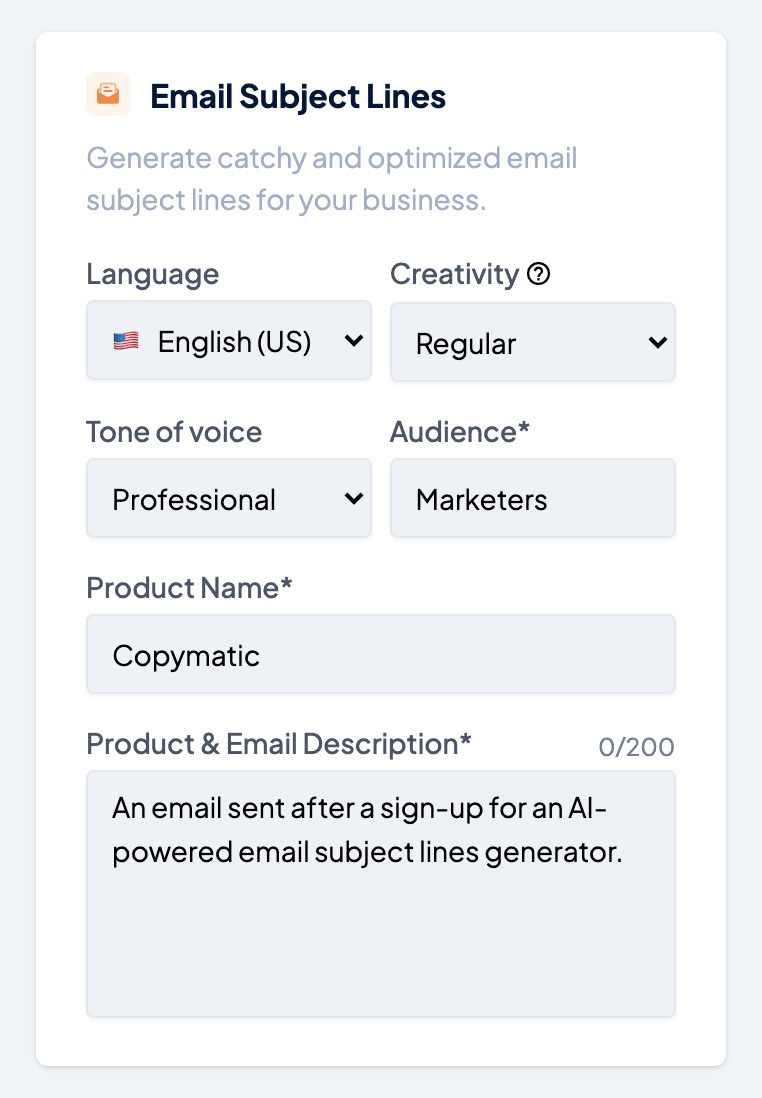 Email Subject Lines Generator